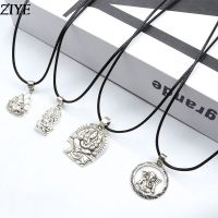 ZZOOI Vintage Elephant Ganesha Buddha Charms Pendant Necklace For Men Women Antique Silver Alloy Leather Chain Necklaces Jewelry Gifts