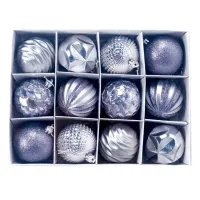 Christmas Tree Pendant Boxed Gift Ball 12Pc 6cm PVC for Home Decor