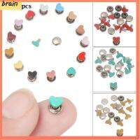 BRAIN 10/20pcs สไตล์หัวใจ อุปกรณ์เย็บผ้า Mini Ultra-small หัวเข็มขัดตุ๊กตา DIY หัวเข็มขัด 6mm ปุ่มแหลมเห็ด อุปกรณ์เสริมกระเป๋าตุ๊กตา