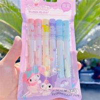 GONUUWGL ปากกาอะนิเมะสีไฟสีหวาน,ปากกาเน้นข้อความเมโลดี้ Cinnamoroll ปากกามาร์กเกอร์ฟลูออเรสเซนส์ตกแต่งภาพวาด DIY Kuromi ปากกาอุปกรณ์การเรียน