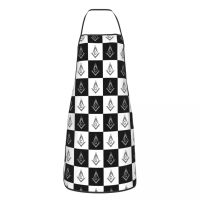 Freemason Checkered Pattern Apron Women Men Unisex Bib Freemasonry Masonic Kitchen Cooking Tablier Cuisine Chef Gardening