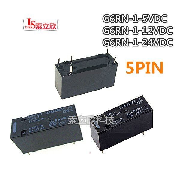 5ชิ้น/ล็อต100% รีเลย์ G6rn-1-5vdc G6rn-1-12vdc G6rn-1-24vdc G6rn 1 12vdc G6rn1 Dc5v 12V 24V 8a Dip5