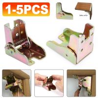 1-5pcs Iron Folding Hinge Notebook Table Leg Brackets Desk Chair Feet Extension 90 Degree Self Locking Furniture Hinges