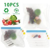 10Pcs Silicone Food Storage Bag Leakproof Reusable Stand Up Zip Shut Bag Cup Fresh Bag Food Storage Bag Fresh Wrap Set