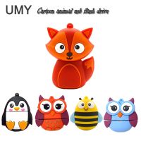 Pendrive cartoon animals usb flash drive pen drive 4GB 8GB 16GB 32GB 64GB cute fox/bee/owl/penguin memory stick lovely gift disk