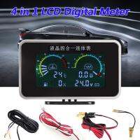 ♈✒✜ 4 In 1 Car Oil Pressure Gauges Fuel Voltmeter Water Temp Sensor Meters Digital Instrument Cluster On Board Computer Accessories