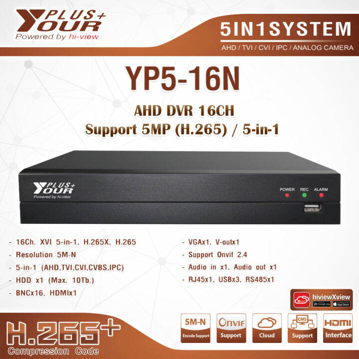 your-plus-dvr-5mp-รุ่น-yp5-16n-5-in-1-เครื่องบันทึก-16ch-ahd-tvi-cvi-ipc-analog-camera