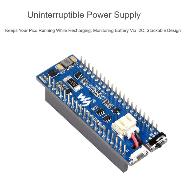 waveshare-ups-module-b-for-raspberry-pi-pico-board-uninterruptible-power-supply-monitoring-battery-via-i2c-bus-stackable-design