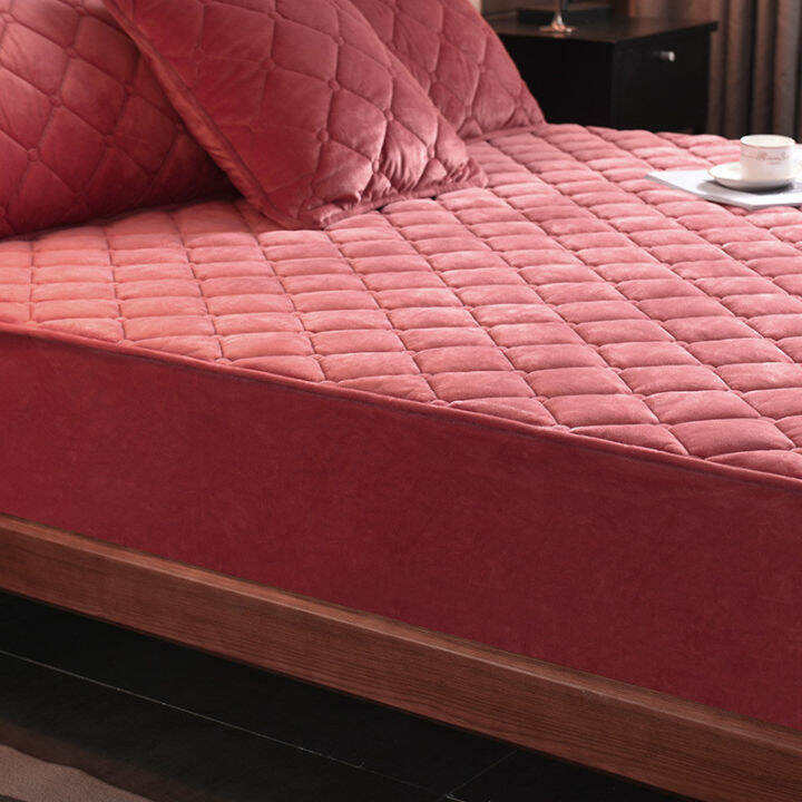 new-crystal-high-quality-short-plush-velvet-thicken-quilted-mattress-cover-warm-soft-plush-queen-not-including-pillowcase