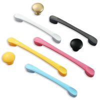 A.C.S Colorful childrens cartoon black drawer modern simple closet cabinet door handle single hole blue yellow handle Hardware Door Hardware Locks