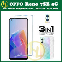 (3in1) สำหรับ OPPO Reno7SE 5G กระจกเทมเปอร์ฟิล์มป้องกัน + เลนส์กล้องถ่ายรูปฟิล์มป้องกัน + คาร์บอนไฟเบอร์ฟิล์มด้านหลัง Reno 10 9 8 8T 8Z 8Pro 7 6 7Z 7SE 6Z 4Z 5K 5K 4 3 2F/2Z 4G 5G อุปกรณ์ป้องกันหน้าจอ