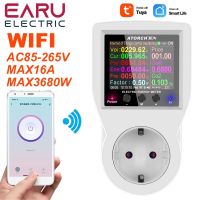 TUYA 220V AC WIFI Smart Socket Digital Wattmeter EU Plug Power Meter Electricity Consumption Power Kilowatt Wattage Energy Meter Ratchets Sockets