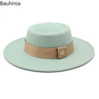 Bauhinia Fedoras Hat For Men Women 8.5CM Brim French Elegance Autumn Winter Felt Top Jazz Cap With Bee Ribbon