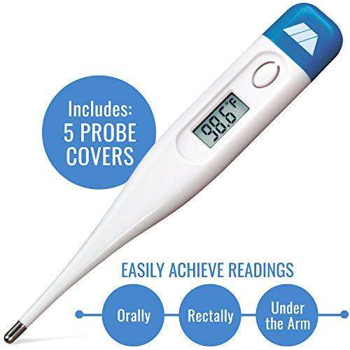 Affordable Digital Body Thermometer Reading With 5 Probe Covers For