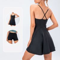 Tennis Dress Golf Wear For Women Sport Athletic Active Workout Gym Dress With Shorts Fitness Exercise Badminton Skirt Outfit Set