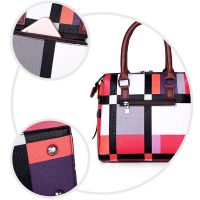 4 in 1 Bag (Free Shipping) Handbag Set Women Bag Plaid Fashion Bag Wild Handbag Tide Texture Messenger Bag Shoulder Handbag Set Leather Bag