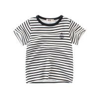 Boy 2-10T Summer Kids T-shirt clothes Stripe Short Sleeve Tees Children Casual Cotton Kids Boys 8 To 10 Tops Black White