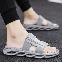 Mens Slippers Summer Trendy Platform Beach Shoes Korean Style Fashionable One-Word Trawl Red Outdoor Wear Non-Slip Mens Slippers