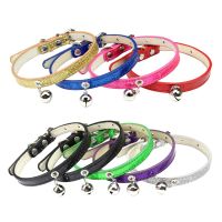 【CW】 9 Colors Bling Leather Cat Collar With Bell Safety Puppy Kitten Neck Strap Collars For Cat Chihuahua Accessories Pet Product