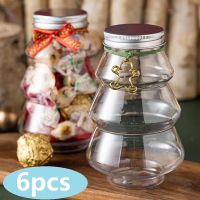 6pcs Christmas Tree Sweet Jar Kids Favor DIY Gift Candy Cookie Snack Chocolate Packing New Year Decoration Boxes