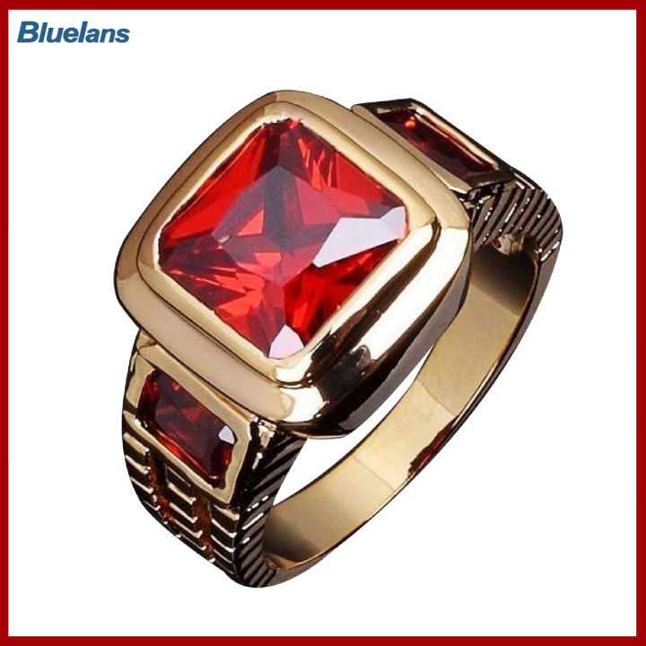 Bluelans®แหวนชีวิตประจำวันรูปนักธุรกิจ4สีเหล็กสแตนเลสทรงสี่เหลี่ยม