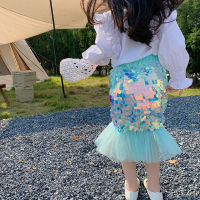 Spring Summer Children Kids Girls Mermaid Sequins Princess Tulle Skirt Clothing