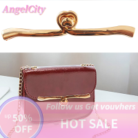 ?AngelCity ล็อคกระเป๋าโลหะแบบหมุนได้อุปกรณ์เสริมกระเป๋าทอรูปหัวใจแบบ DIY ทนทานอุปกรณ์เสริมล็อคแบบบิดล็อคสีทองตะขอเกี่ยวกระเป๋าใหม่