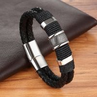 【When the flowers bloom】 HighStainless SteelBracelet Braided Black BrownBracelet For Men 39; S Hand Wristband Jewelry