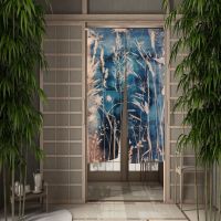 Fashion 2023 Japanese Door Torii Cherry Blossoms Printed Partition Kitchen Doorway Decorative Drapes Cafe Restaurant Decor Noren Half-Curtain