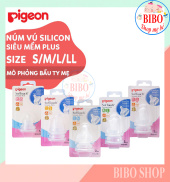 Núm Vú Silicone Siêu Mềm Plus Pigeon 2 Cái Vỉ, Núm Ty Cổ Rộng