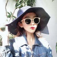 Korean Style New Retro Brown Round Rim Sunglasses Internet Celebrity Aqin Big Eve Same Style Small Frame Sunglasses Women