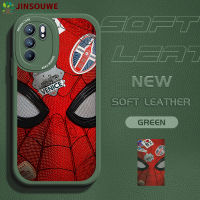 Jinsouwe เคสมือถือสำหรับ OPPO Reno 6 5G Reno6 5G เคส Reno65g สำหรับการ์ตูนเด็กหญิงเด็กชายปกหนัง PU Spider-Man