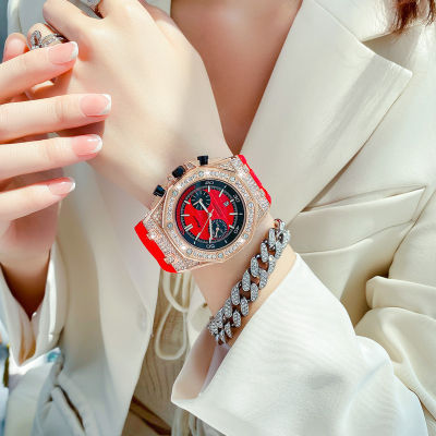 นาฬิกาแฟชั่นผู้หญิง2023นาฬิกาแฟชั่นใหม่ผู้หญิงหน้าปัดใหญ่ยิปโซ rhinestone แฟลชเพชรบุคลิกภาพผู้หญิงนาฬิกา