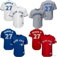 ใหม่คุณภาพสูงเสื้อที่นิยมมากที่สุด NP2 MLB Toronto Blue Jays Baseball Jersey Shirt No.27 Guerrero Jr Classic Cardigan Jersey Casual Sport Unisex Plus Size