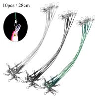 10pcs 28cm/11inch Fishing Leaders Wire 125LB Heavy Duty Anti bite Steel Line with Swivels and Snaps Green Black Silver Optional