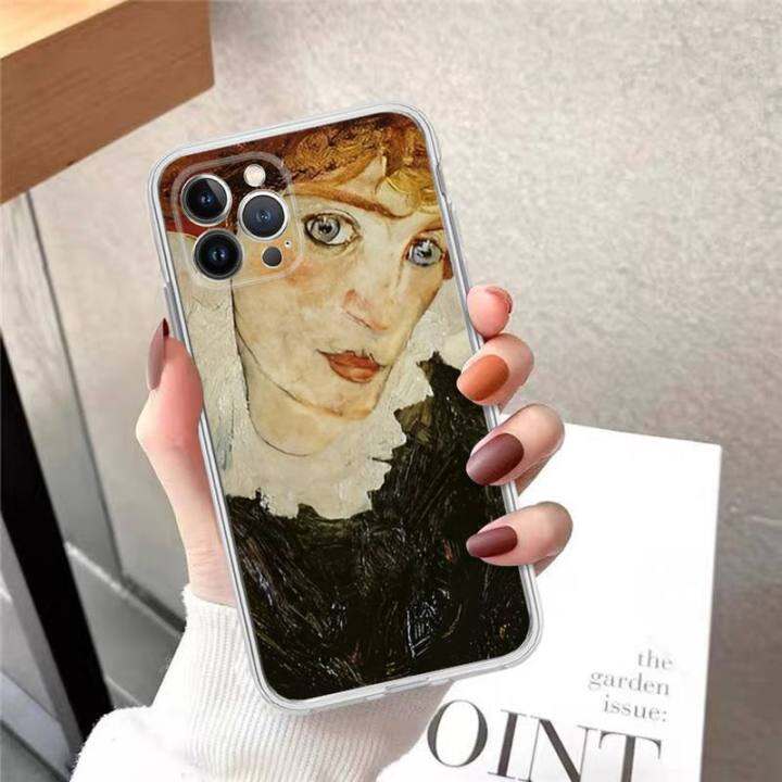 egon-schiele-เคสศัพท์สำหรับ-14-13-12-11-pro-max-xs-x-xr-se-2020-6-7-8-plus-mini-โปร่งใส-shell