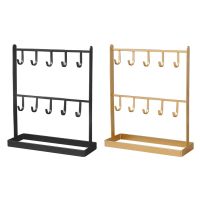 2 Pcs Iron Jewelry Earring Hanger Necklace Ring Earring Earring Shelf Display Shelf Porch Key Rack, Black &amp; Gold