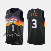 Hot Auction New Original NBA͛ Phoenix Suns 3 Chris Paul 2020-21 City Edition Jersey For Men Basketball Heat-Pressed Swingman The Valley Black