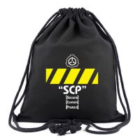 Hot Game SCP Drawstring Bag Black Canvas Backpack Anime Cartoon Fashion Portable Storage Bags Gift