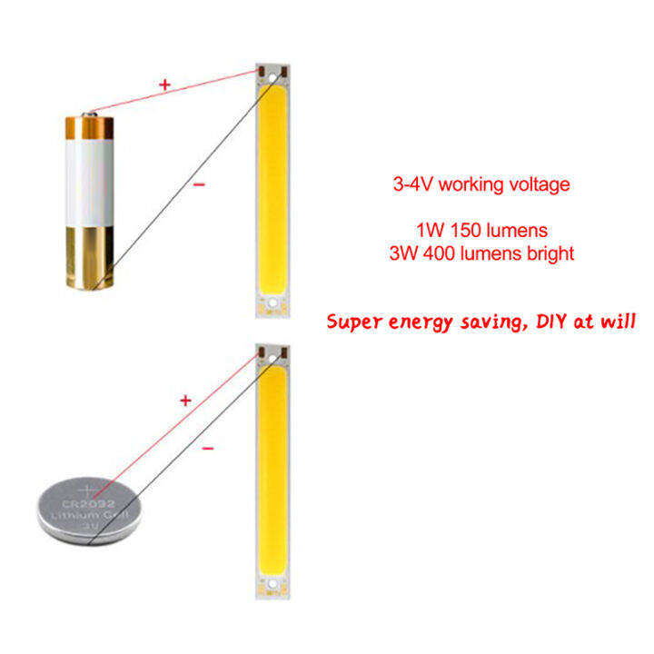 sunyanping-ขายดี-3v-4v-dc-60mm-8mm-led-cob-strip-1w-3w-สีขาวเย็นอบอุ่นสีฟ้าสีแดงแหล่งที่มาของไฟ-led-สำหรับ-diy-จักรยานทำงานโคมไฟ