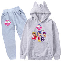 แฟชั่น True Rainbow Kingdom เสื้อผ้าหูแมวเด็กการ์ตูนเครื่องแต่งกายชาย Hoodies เสื้อกางเกง2cs ชุดหญิง Pullover Tracksuit