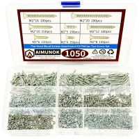 1050pcs Wood Screws Assortment Kit Phillips Tips Wood Screws Set Screws Flat Head Assorted Screws M2 x 4/5/6/8/10/12/16/20 Ca