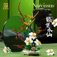 Strelitzia narcissus building block assembly toy compatible with Lego bird of paradise decoration decoration immortal flower potted peach blossom gift toys