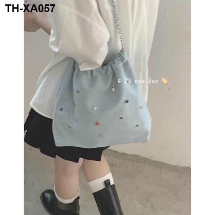 small-fragrant-style-denim-bag-women-2023-new-trendy-diamond-chain-bucket-all-match-large-capacity-shoulder-messenger