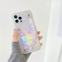 ☋ Purple Flower Laser Bracelet Chain Phone Case For iphone 12 mini 11 Pro XS Max 7 8 plus X XR SE 2020 Cover Hand Strap Cute Cases