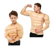 Adult  Kids Hero Fake Muscle Suit Men Boys Halloween Role-Playing Funny Superhero T-Shirt Party Dress Up Cosplay Costumes