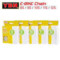 YBN E-Bike โซ่8 9 10 11 12ความเร็วไฟฟ้ากีฬาจักรยานโซ่136ลิงค์ป้องกันสนิม E-จักรยานชิ้นส่วนที่มีหัวเข็มขัดมายากลสำหรับ Shimano