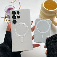 เคสโทรศัพท์แม่เหล็กบางเป็นพิเศษซิลิโคนนิ่ม CSCR สำหรับ Samsung Galaxy S21 S22 S23 Ultra Plus Magsafe พร้อมเคสผิวด้าน Tutup Lensa Kamera ด้าน