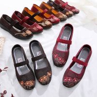 Womens shoes Old Beijing cloth shoes womens shoes breathable single shoes womens flat soft bottom middle-aged womens flat work shoes grandma shoes