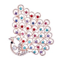 Big Peacock Bird Brooch Exaggerated Color Diamond Rhinestone Peacock Brooches for Women Party Banquet Clothese Pin